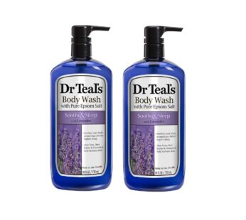 Dr. Teal’s Lavender Body Wash Gift Set (2 Pack, 24oz Ea.) – Soothe & Sleep Lavender with Essential Oils Blended with Pure Epsom Salt – Ease Aches & Pains, Alleviate Daily Stress at Home