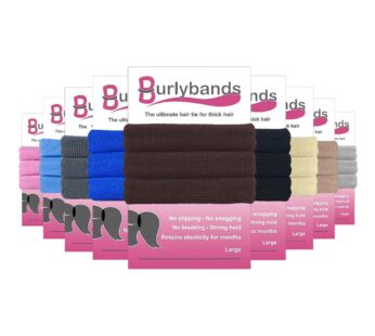 Burlybands Large Hair Ties for Thick, Heavy or Curly Hair – Non-Slip, Non-Damage, Seamless Women’s Ponytail Scrunchies – Brown, 3 Pcs