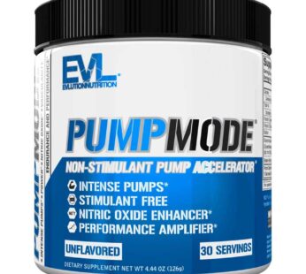 EVL PumpMode Nitric Oxide Supplement – Nitric Oxide Booster Pump Pre Workout Powder with Glycerol and Betaine for Muscle Recovery Growth and Endurance – Stim Free Pre Workout Drink (Unflavored)