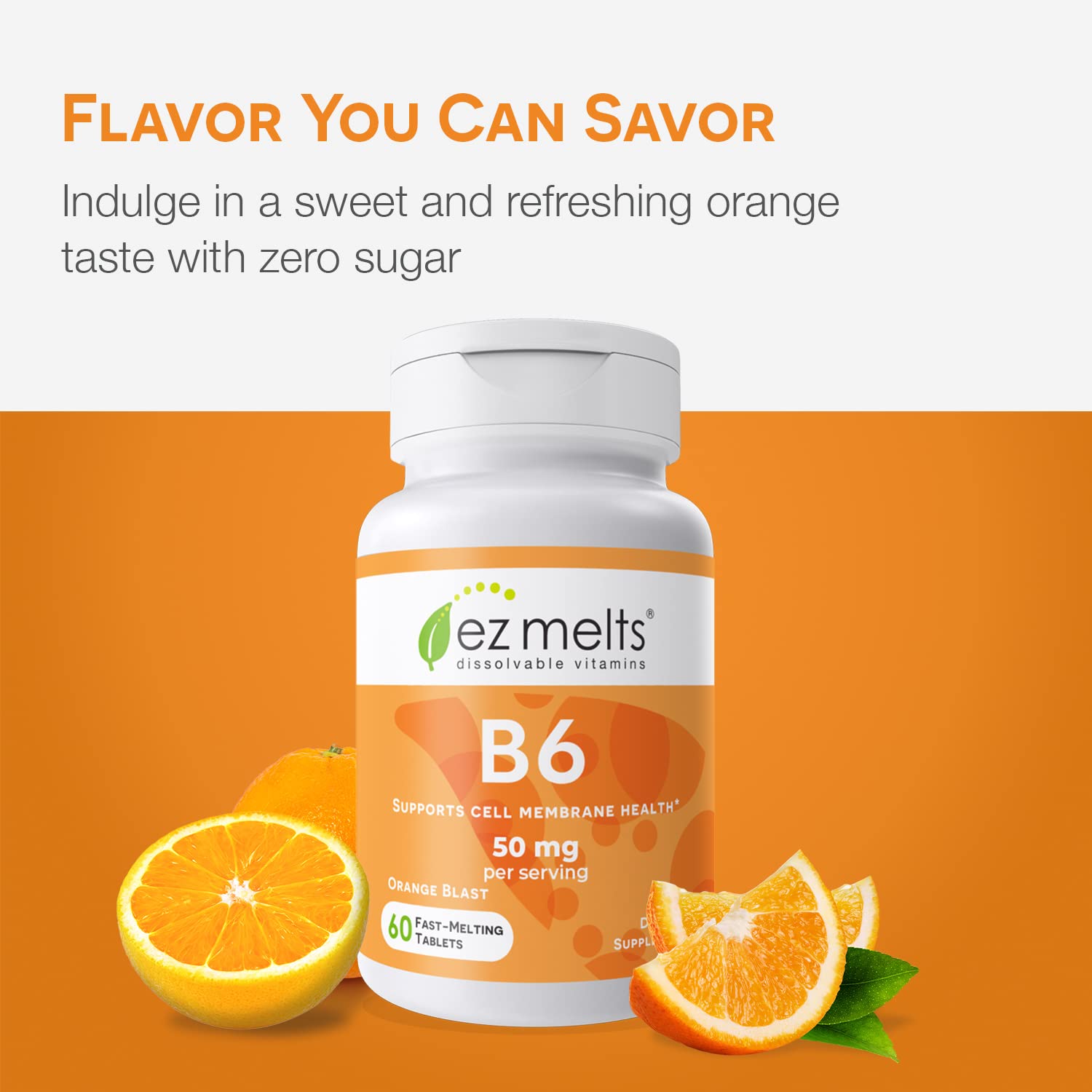EZ Melts Dissolvable Vitamin B6 50 mg, Sugar-Free, 1-Month Supply - Image 4
