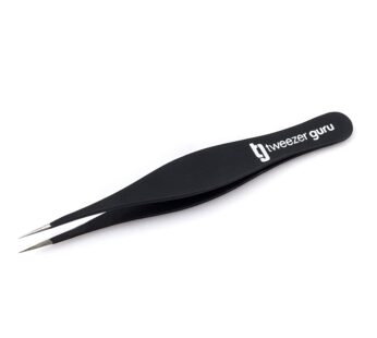 Tweezer Guru Pointed Tweezers – Sharp Precision Needle Nose Tip, Best Tweezers for Eyebrows and Ingrown Hair, Surgical Pointed for Blackheads & Splinters (Black)