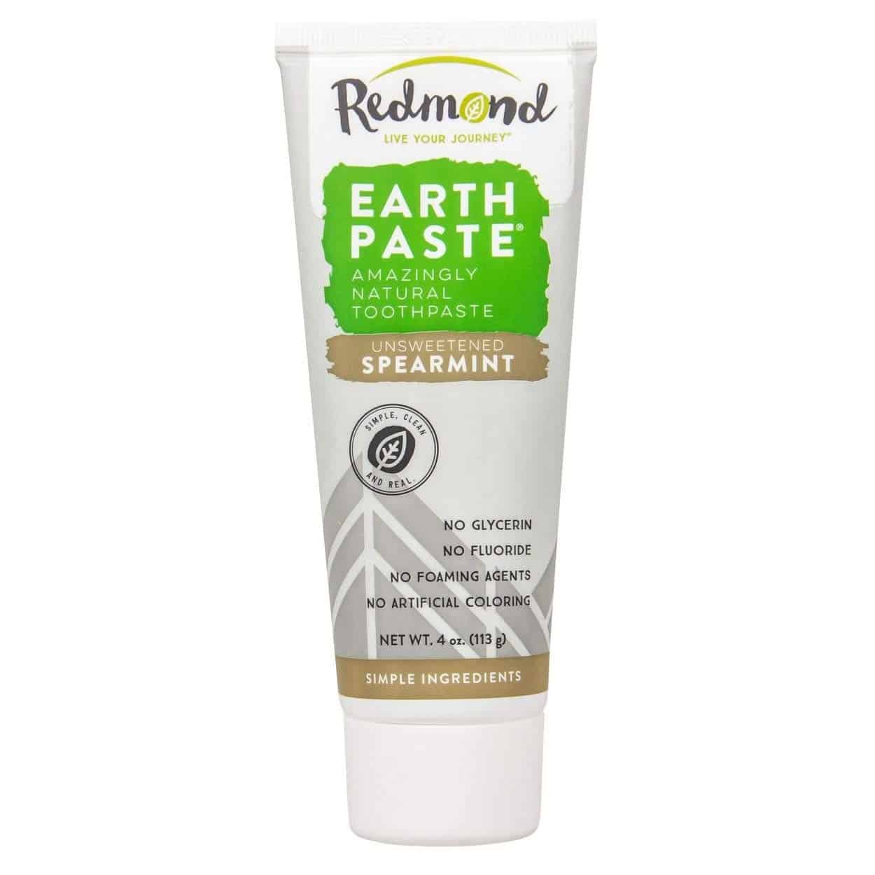 Redmond Earthpaste - All Natural Non-Fluoride Toothpaste, Unsweetened Spearmint 4 Ounce Tube (2 Pack)