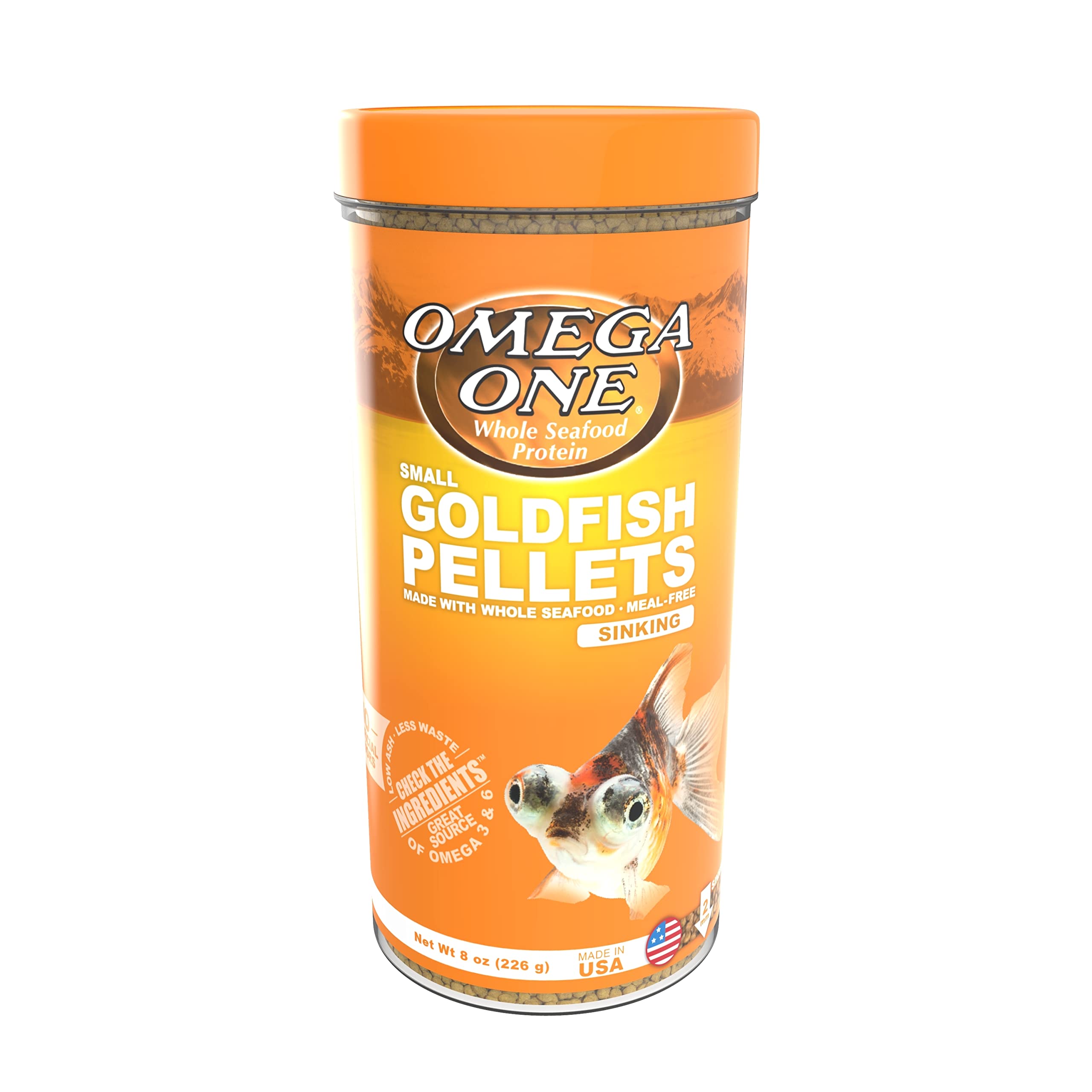 Omega One Goldfish Pellets, Sinking, 2mm Small Pellets, 8 oz