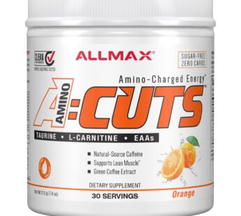 ALLMAX Nutrition AMINOCUTS (ACUTS), Amino-Charged Energy Drink with Taurine, L-Carnitine, Green Coffee Bean Extract, Orange, 30 Servings