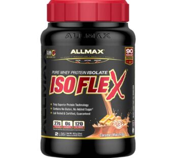 ALLMAX ISOFLEX Whey Protein Isolate, Caramel Macchiato – 2 lb – 27 Grams of Protein Per Scoop – Zero Fat & Sugar – 99% Lactose Free – Gluten Free & Soy Free – Approx. 30 Servings