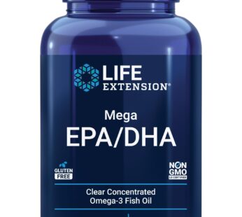Life Extension Mega EPA/DHA, Omega-3 Fatty acids, Heart & Brain Health, Inflammation Health Support, Non-GMO, Gluten-Free, 120 softgels