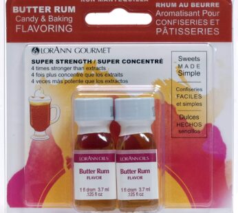 LorAnn Butter Rum SS Flavor, 1 dram bottle (.0125 fl oz – 3.7ml – 1 teaspoon) Twin pack blistered