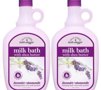 Village Naturals Bath Shoppe Moisturizing Lavender Chamomile Milk Bath – Hydrates Skin – Made With Shea Butter and Vitamin E (Pack of 2 Bottles, 28 fl oz Each)