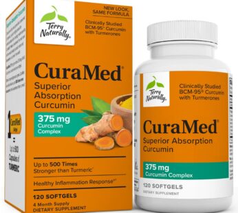 Terry Naturally CuraMed 375 mg Curcumin Complex – 120 Softgels – Superior Absorption BCM-95 – Non-GMO, Gluten Free, Halal – 120 Servings