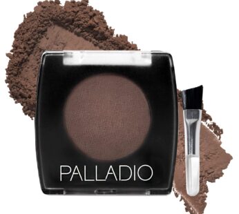 Palladio Brow Powder for Eyebrows, Soft and Natural Eyebrow Powder with Jojoba Oil & Shea Butter, Helps Enhance & Define Brows, Compact Size for Purse or Travel, Includes Applicator Brush, Dark Brown