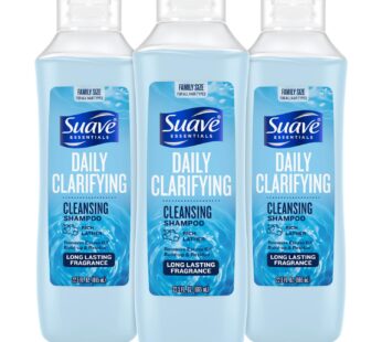 Suave Clarifying Shampoo, Family-Size 3-Pack ? pH-Balanced & Hypoallergenic Daily Deep Cleansing Shampoo for Normal to Oily Hair, 22.5 Oz Ea