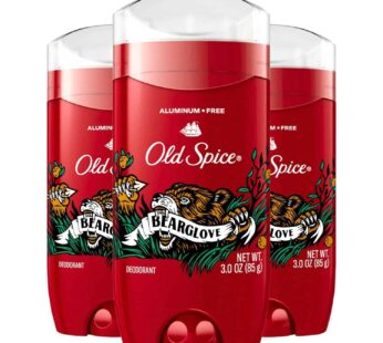 Old Spice Aluminum Free Deodorant for Men, Bearglove, 24/7 Odor Protection, 3.0 oz (Pack of 3)
