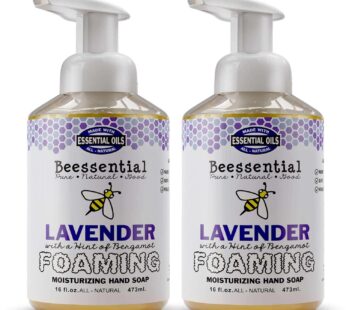 Beessential All Natural Bulk Foaming Hand Soap Refill, 16 oz 2 Pack Lavender | Made with Moisturizing Aloe & Honey – Made in the USA