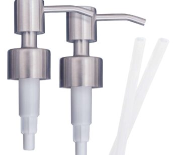 Stainless Steel Soap and Lotion Dispenser Pumps, Replacement for Your Bottles (Brushed Nickel, 2 Pack)