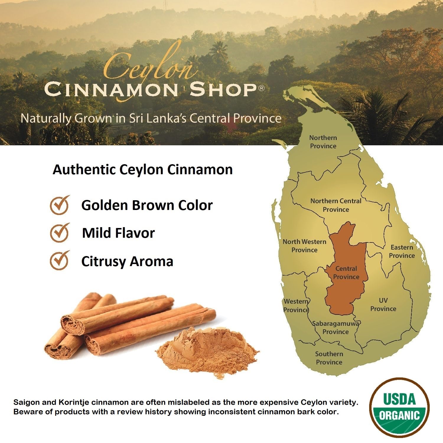 Ceylon Cinnamon Shop Organic Ceylon Cinnamon (100% Certified) Supplement, 90 Capsules - Image 5