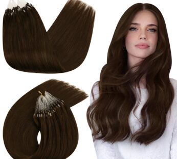 Ugeat Micro Loop Hair Extensions Real Human Hair Brown Micro Ring Hair Extensions Dark Brown Microbead Hair Extensions Human Hair Brown Micro Extensions Human Hair 50s 18 Inch #4