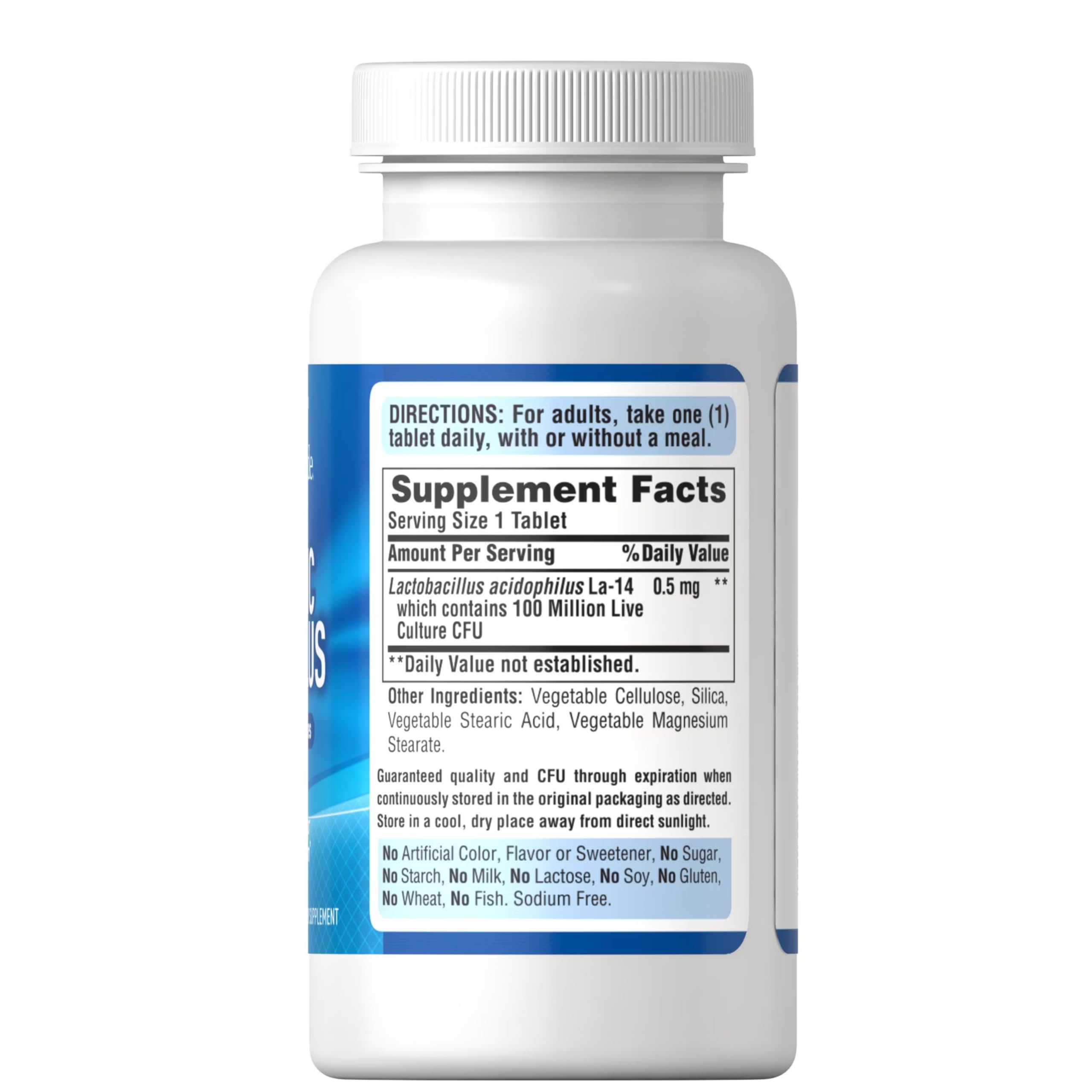Puritans Pride Probiotic Acidophilus Tablets, White, 100 Count - Image 4