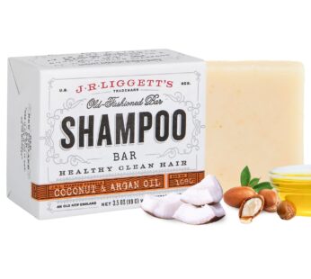 J?R?LIGGETT’S All-Natural Coconut and Argan Oil Shampoo Bar | Sulfate-Free Solid Bar With Antioxidants and Vitamins | Fragrance-Free | 3.5 Ounces