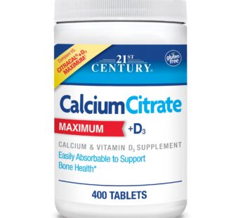 21st Century Vitamins Calcium Citrate Plus D3 Maximum Tablets, 400 Count