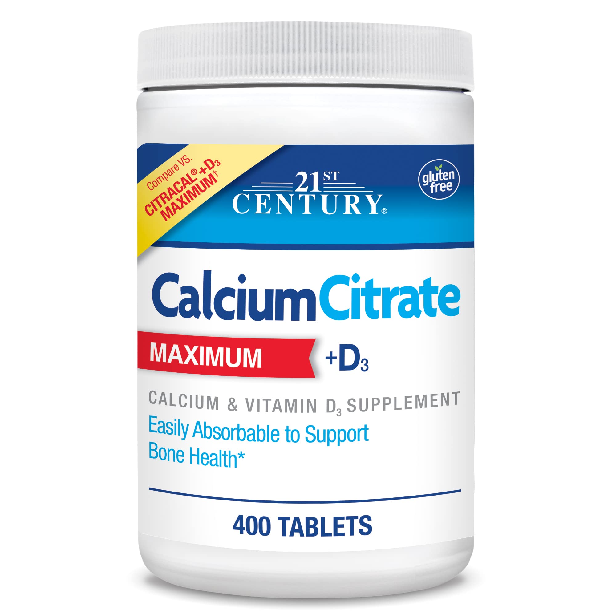 21st Century Vitamins Calcium Citrate Plus D3 Maximum Tablets, 400 Count