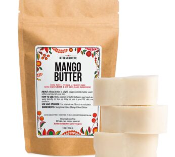 Raw Mango Butter – 100% Natural Skin and Hair Moisturizer – Use with Shea in DIY Whipped Body Butter, Mango Body Lotion, Lip Gloss and Soap Making, 8 oz Block