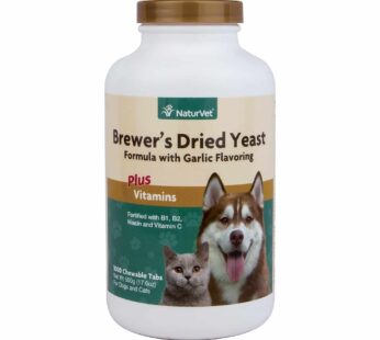NaturVet Brewers Dried Yeast Formula with Garlic Flavoring Plus Vitamins for Dogs and Cats, Chewable Tablets, Made in The USA with Globally Source Ingredients 1000 Count