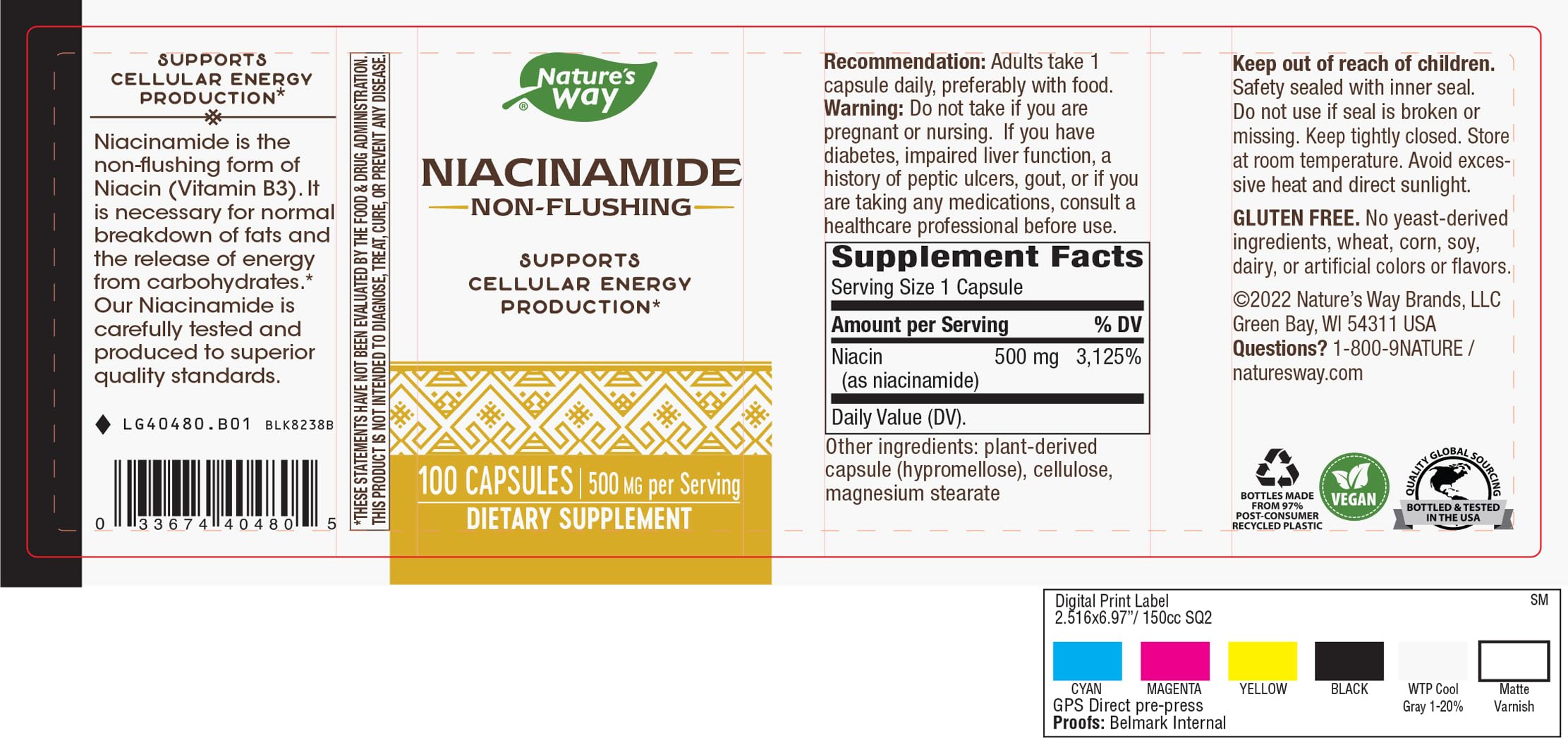 Nature's Way Niacinamide, Supports Cellular Energy*, 500mg per Serving, 100 Capsules - Image 3