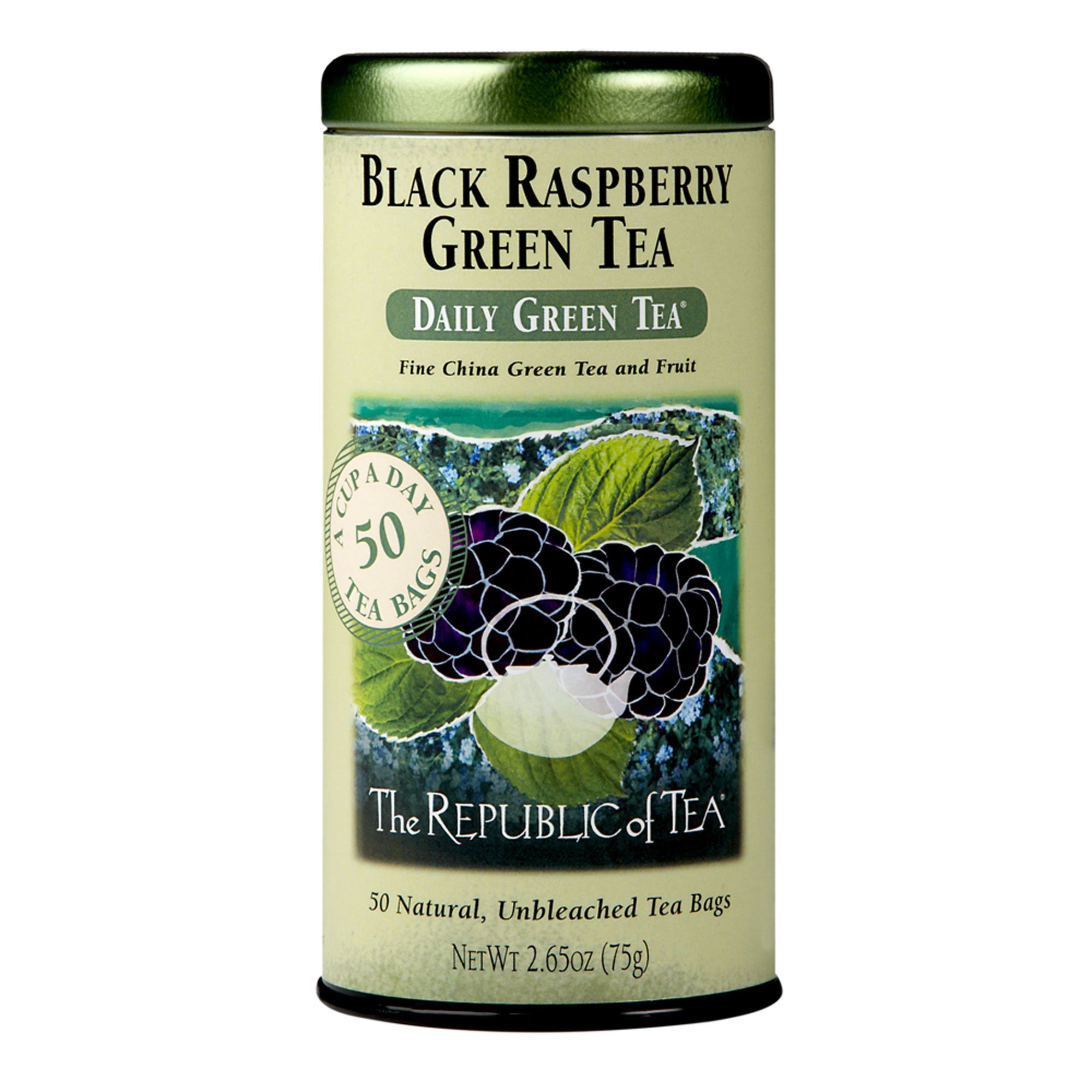 The Republic of Tea - Black Raspberry Green Tea, 50 Tea Bags, Tin | Flavored Berry Tea | Caffeinated