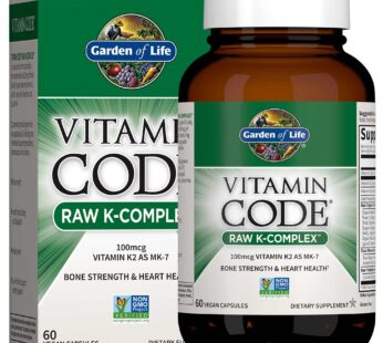 Garden of Life Vitamin K2 and K1, Vitamin Code Vegan K Complex Vitamin for Bone Strength and Heart Health, Vitamin K1 and K2, Omega Rich Flax Seed Oil, Trace Minerals, Probiotics, 60 Day Supply