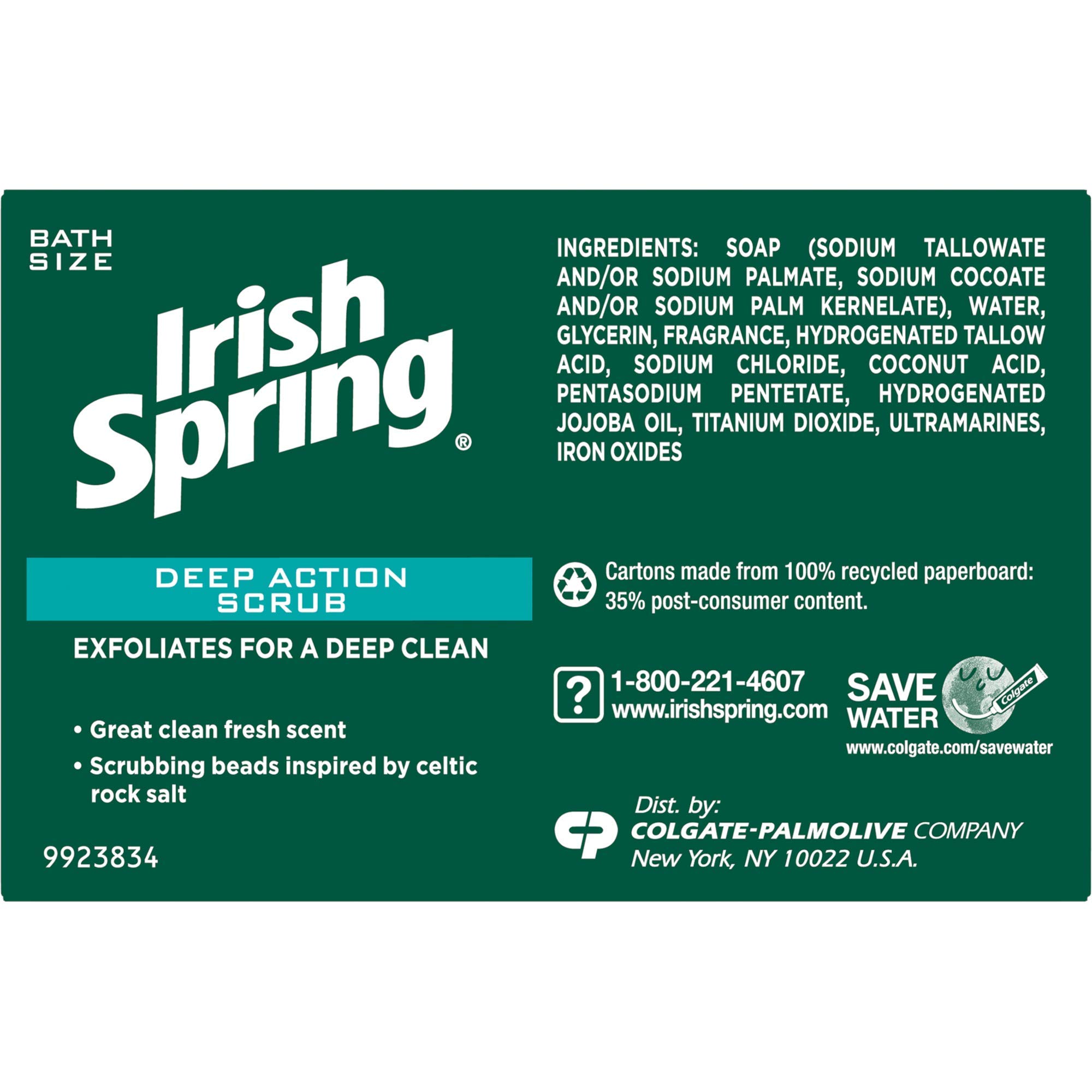 Irish Spring Deep Action Scrub Deodorant Soap by, 3 Count, Fresh, 11.1 Oz (Packaging may Vary) - Image 2