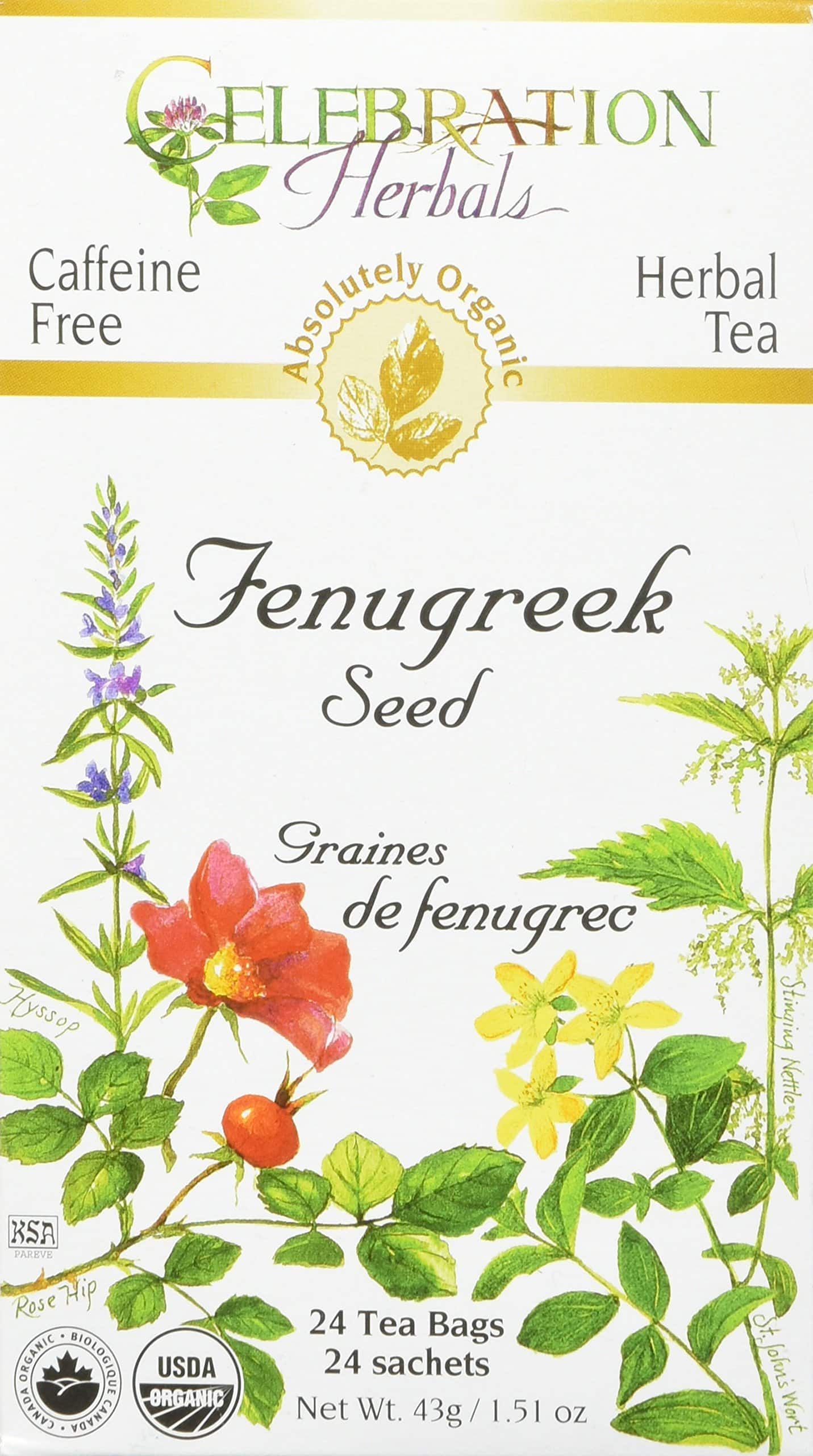 CELEBRATION HERBALS Fenugreek Seed Organic 24 Bag, 0.02 Pound