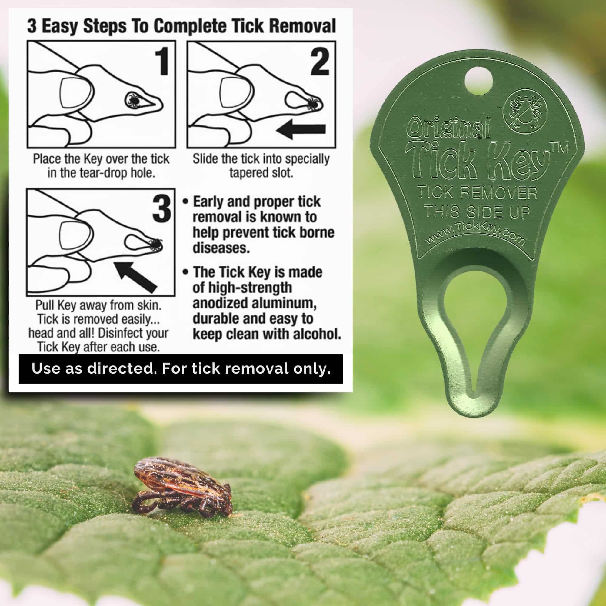 The Original Tick Key - Tick Detaching Device - Portable, Safe and Highly Effective Tick Detaching Tool (Light Green) - Image 2