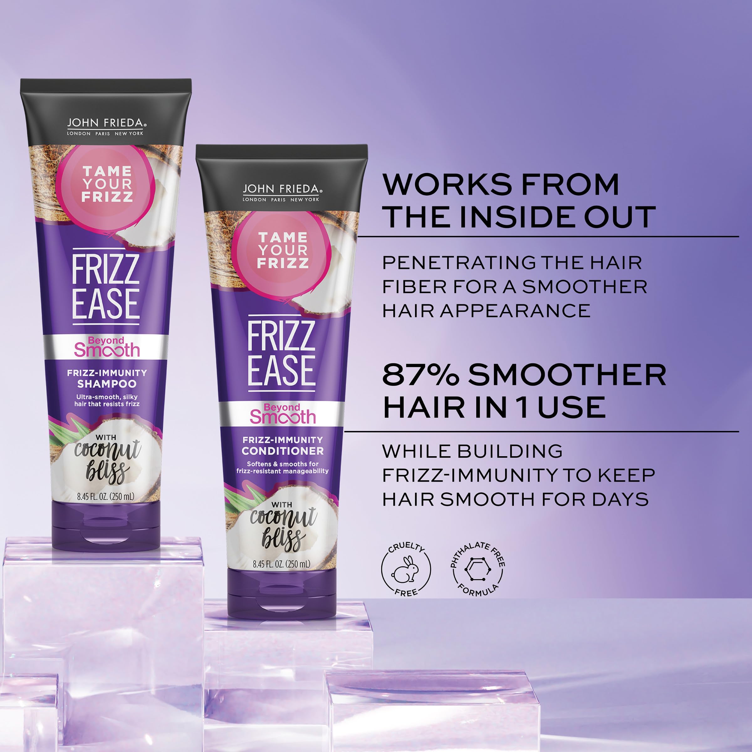 John Frieda Frizz Ease Beyond Smooth Bundle: Frizz Immunity Shampoo & Conditioner, 8.45 Ounce Each - Image 3