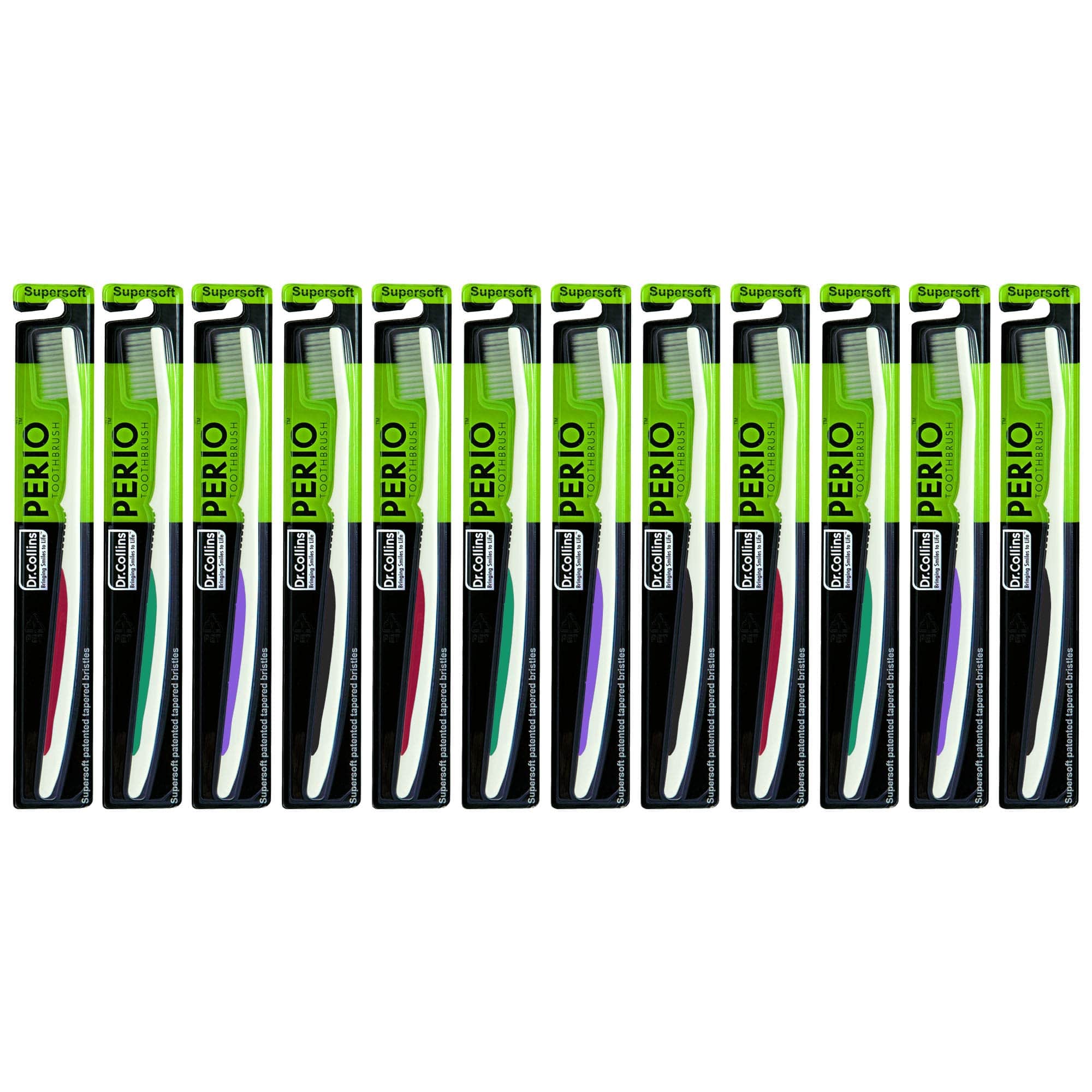 Dr. Collins Perio Toothbrush, (Colors Vary) (Pack of 12)