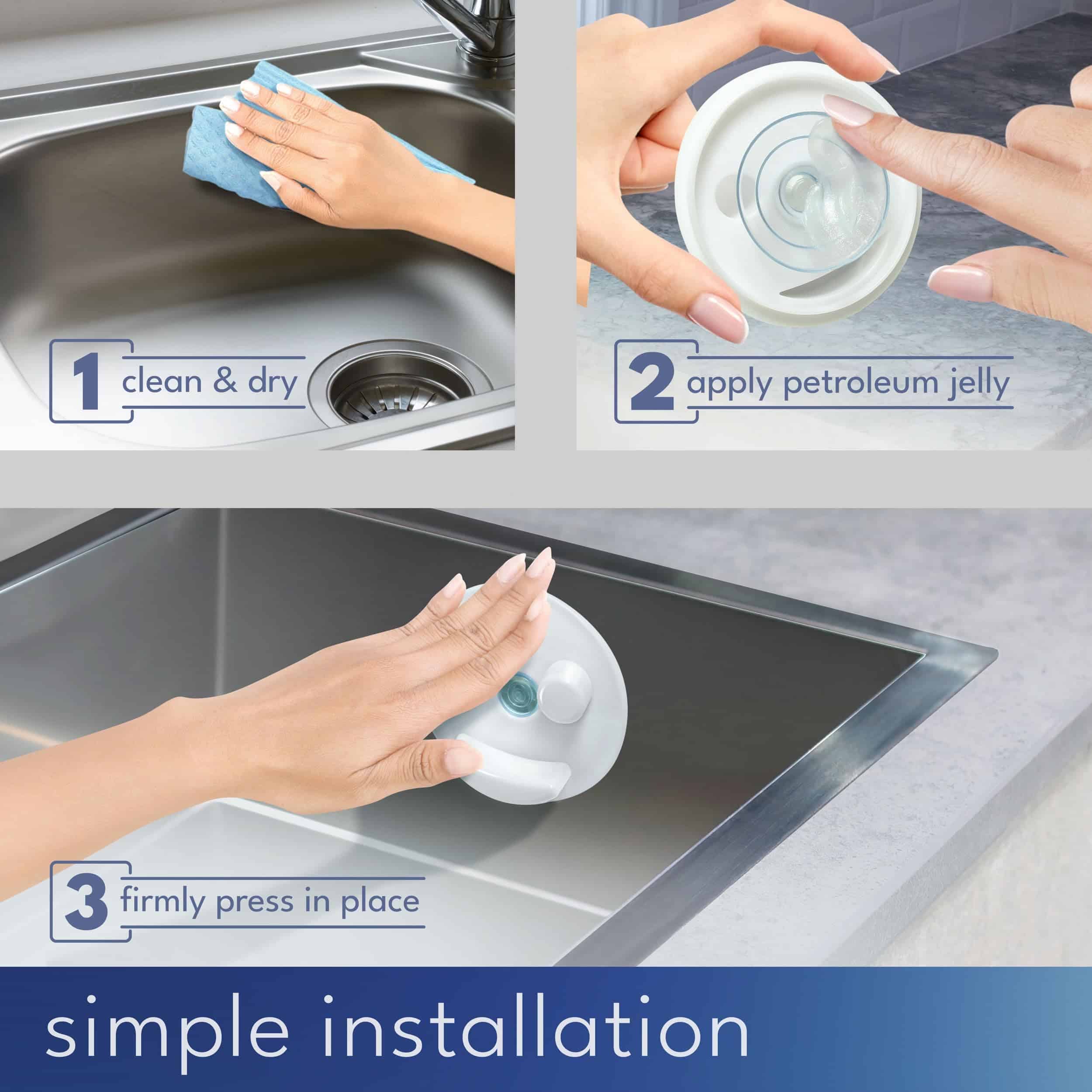Storage Theory Suction Cup Sponge Holder - Kitchen Sink Organizer for Smiley Face Sponges (White, 1 Pack) - Kitchen Scrubber Holder - Image 2