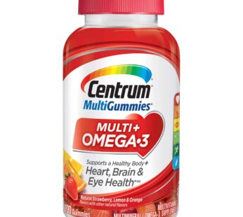 Centrum MultiGummies Omega 3 Gummy Multivitamin for Adults, Multivitamin/Multimineral Supplement, Strawberry/Lemon/Orange Flavors – 100 Count
