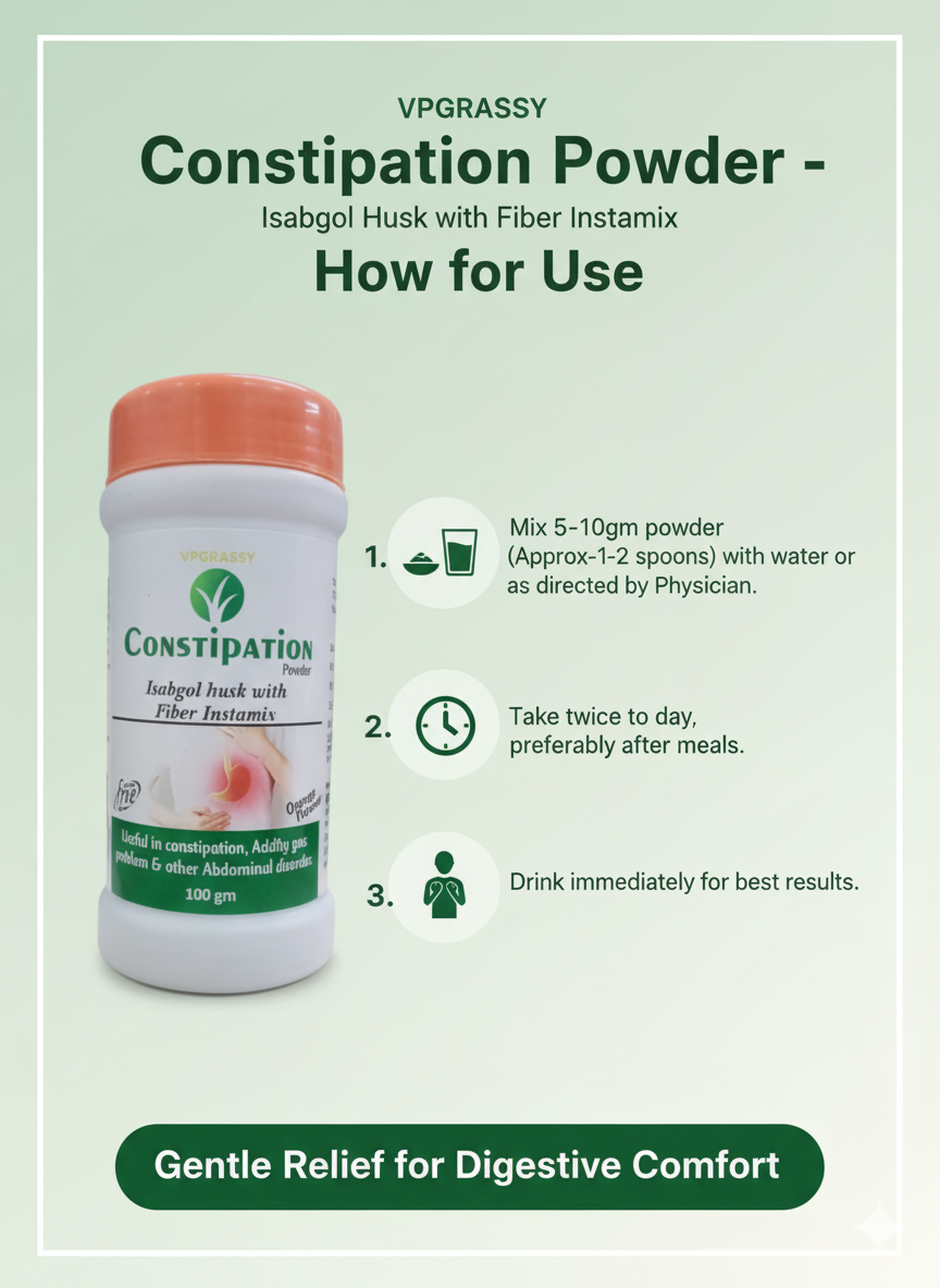 VPGRASSY Constipation Powder 100gm – Natural Laxative for Constipation Relief, Smooth Digestion & Regular Bowel Movement - Image 5