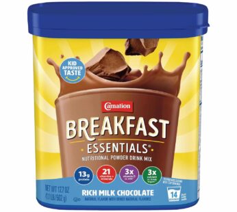 Carnation Breakfast Essentials Powder Drink Mix, Rich Milk Chocolate, 17.7 Ounce Jar