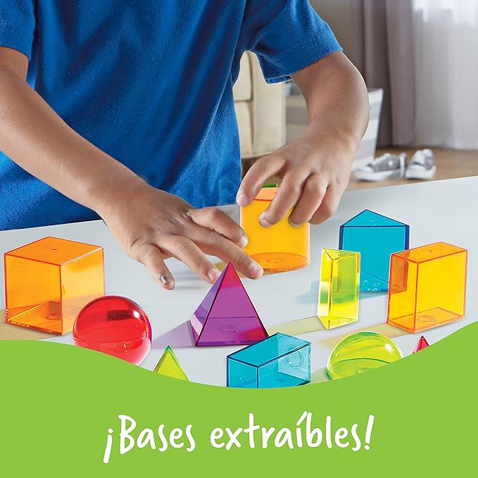 Learning Resources View-Thru Geometric Solids - Classroom Must Haves, Teacher Supplies, Geometry Set, Pattern Blocks, Homeschool, 3d School Shapes For Teaching, Math Manipulatives Essentials - Image 2