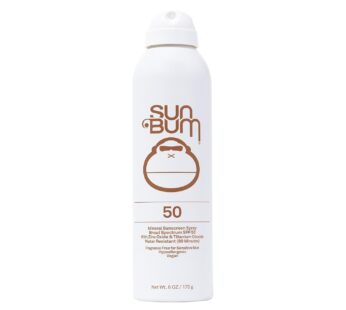 Sun Bum Mineral SPF 50 Sunscreen Body Spray – Water-Resistant Broad Spectrum Moisturizing Sunscreen with Vitamin E – Hawaii 104 Act Compliant (Made without Octinoxate & Oxybenzone) – 6 oz