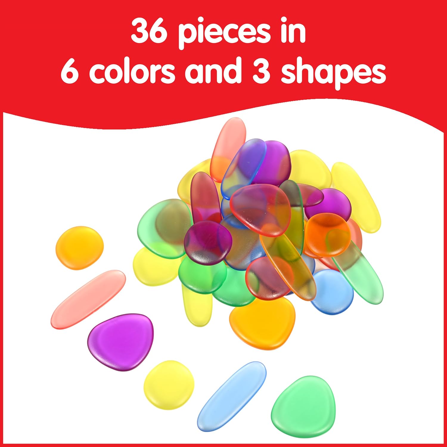Rainbow Pebbles - Junior - Transparent - Mini Jar - Ages 18m+ - The Original Sorting and Stacking Stones - First Counting and Sorting Toy - Image 2