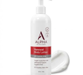 Alpha Skin Care Revitalizing Body Lotion, 12% Glycolic AHA, Simple & Effective Daily Moisturizer with Alpha Hydroxy Acid, Hydrates & Exfoliates for Soft, Smooth Skin, Anti-Aging, 12 Oz
