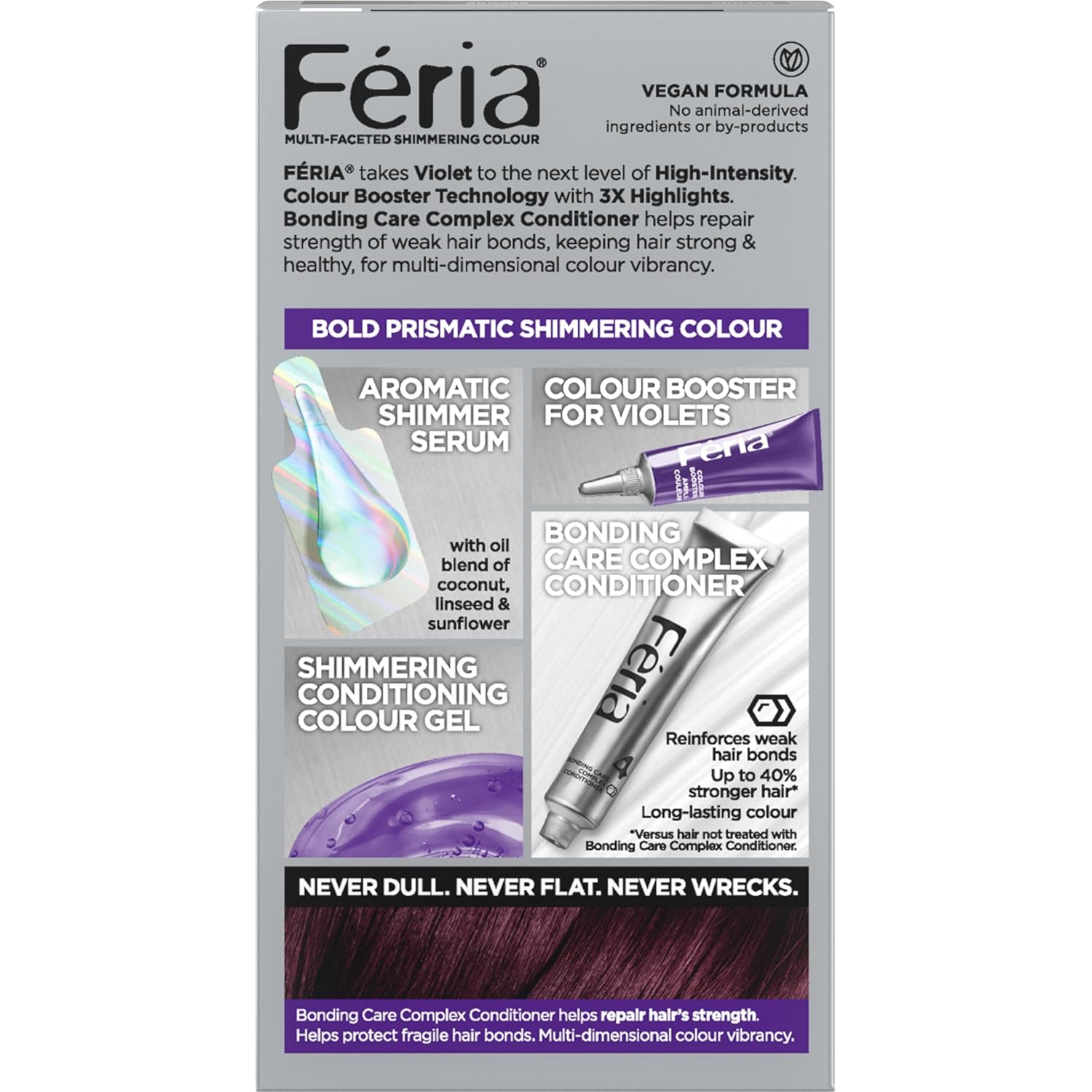 L'Oreal Paris Feria Multi-Faceted Shimmering Permanent Hair Color, V38 Violet Noir (Intense Deep Violet), Pack of 1 Hair Dye Kit - Image 3