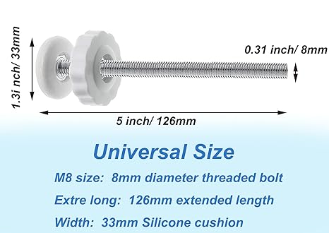 4Pcs Universal Baby Gate Threaded Spindle Rod, M8 (8mm) Replacement Bolt Part for Pet Pressure Mounted Safety Gates, Extra Long Baby Tension Gate Extender (White) - Image 3