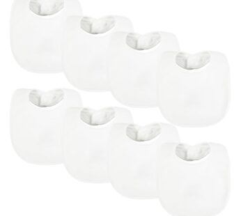 Tiny Twinkle 8 Pack Baby Bibs for Drooling and Teething ? Waterproof & Absorbent Bibs for Baby Girl & Boy, Machine Washable Infant Bib Set for Newborns and Toddlers (White 8-Pack)