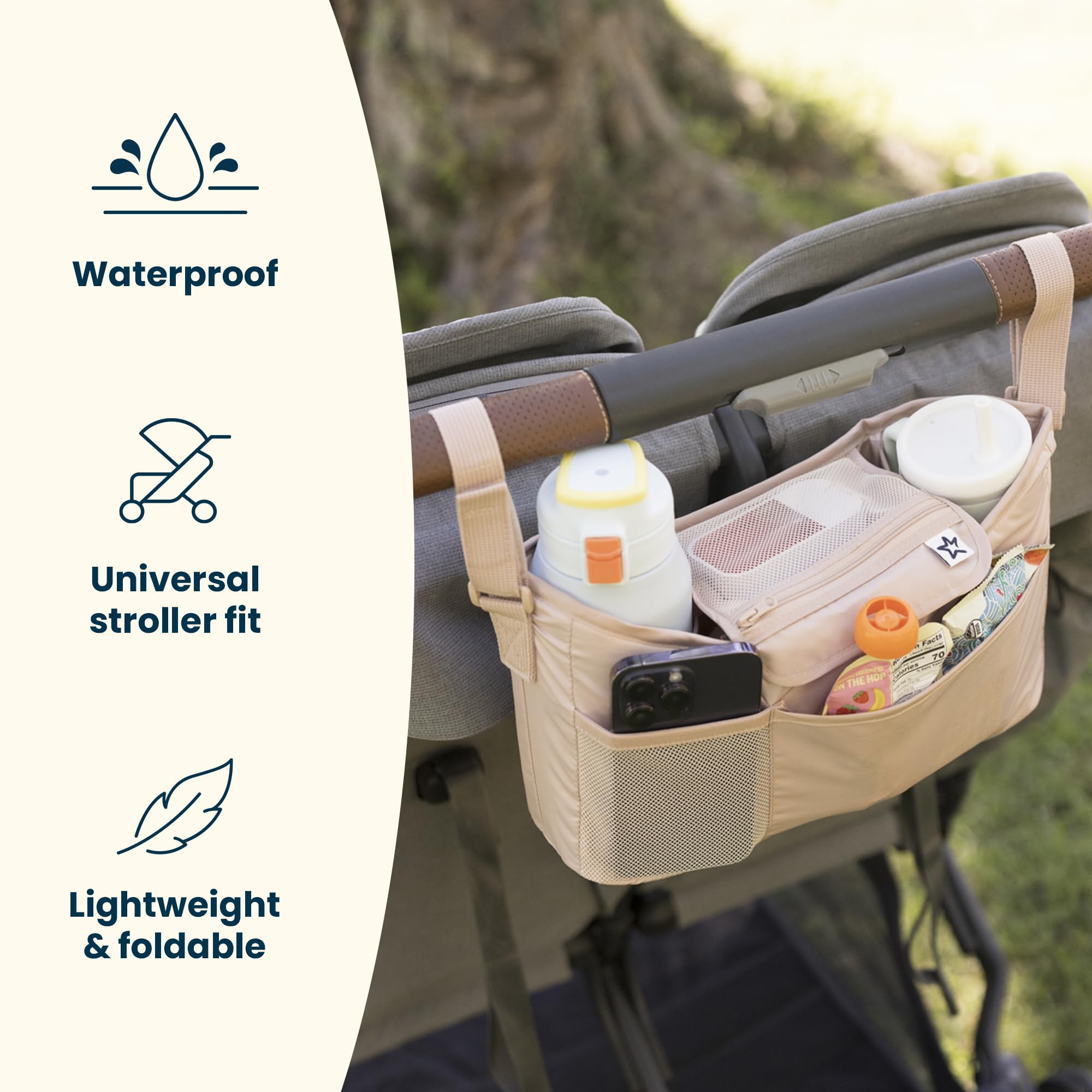 Tiny Twinkle Universal Stroller Organizer with Adjustable Strap - Waterproof Caddy Fits Baby Jogger, Nuna, Graco, Donna and Bugaboo Stroller | Sage Checkers - Image 8