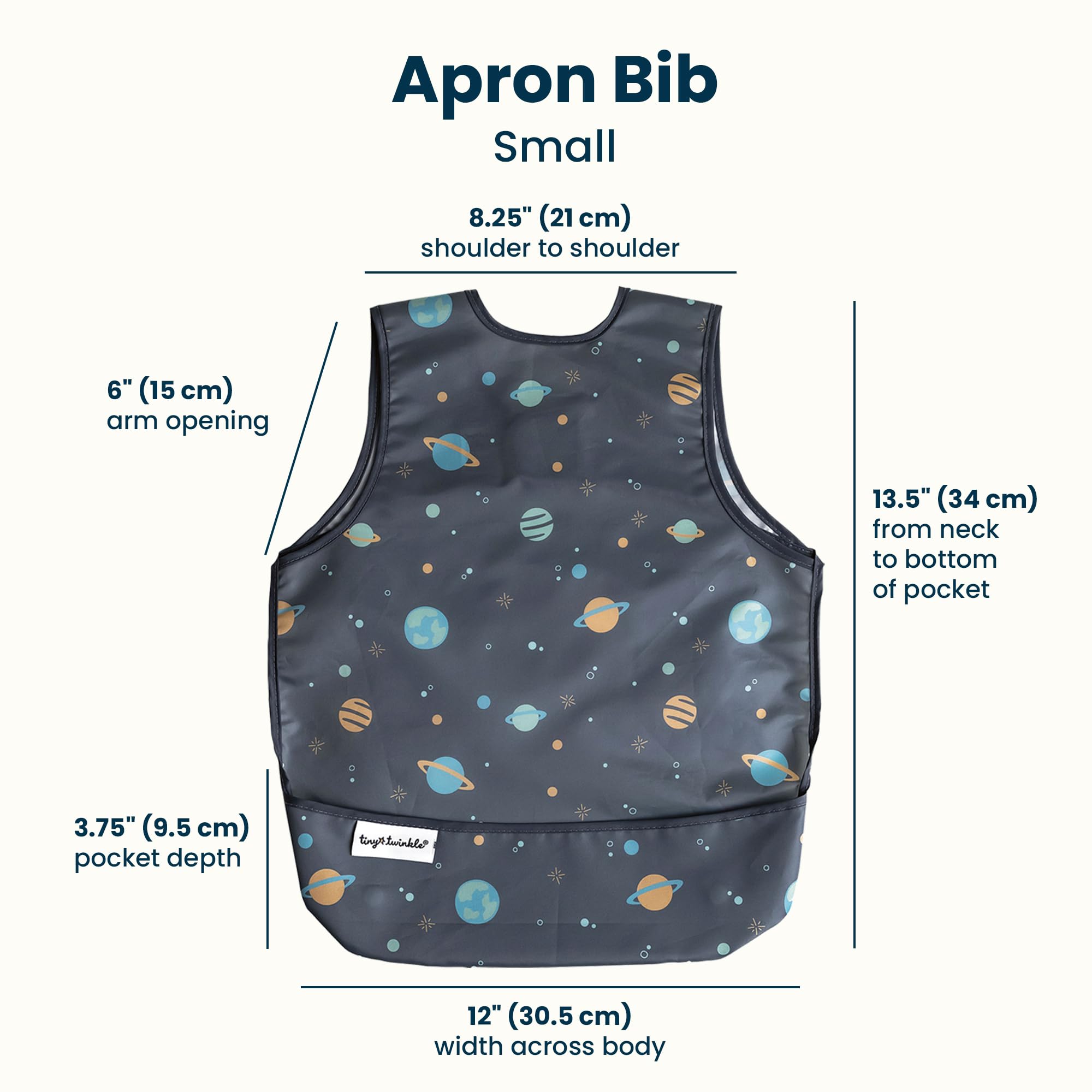 Tiny Twinkle Mess Proof Baby Bib for Boys | Waterproof Toddler Bib for Eating | Baby Apron for Feeding, Machine Washable | Perfect Shower Gift (Space, 6?24M) - Image 5