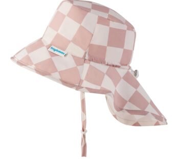 Tiny Twinkle Protective Sun Hats with Flaps for Babies & Toddlers|Lightweight Quick-Dry Hat for Beach&Swim(Beige Checkers,9-18 Months)
