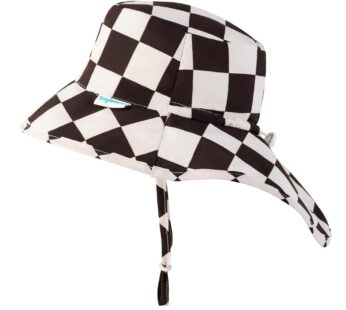 Tiny Twinkle Sun Protection Baby Flap Hat with UPF 50+ Sun Protection for Baby and Toddler Boys and Girls(Black Checkers,2-4T)