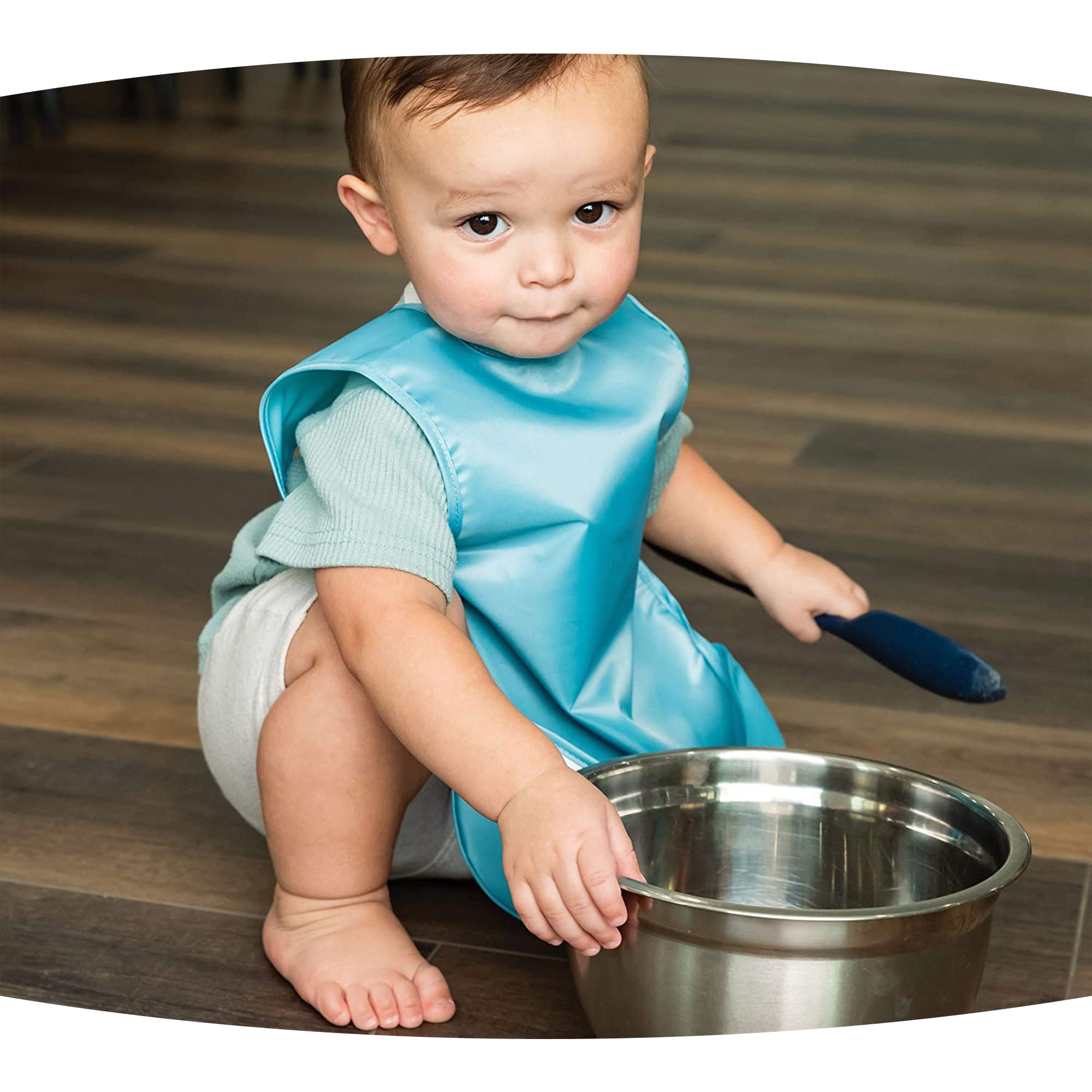 Tiny Twinkle Mess Proof Baby Bibs | 2 Pack Waterproof Toddler Bib for Eating | Baby Apron for Feeding, Machine Washable, Perfect Shower Gift (Slate Olive, 2-4Y) - Image 2